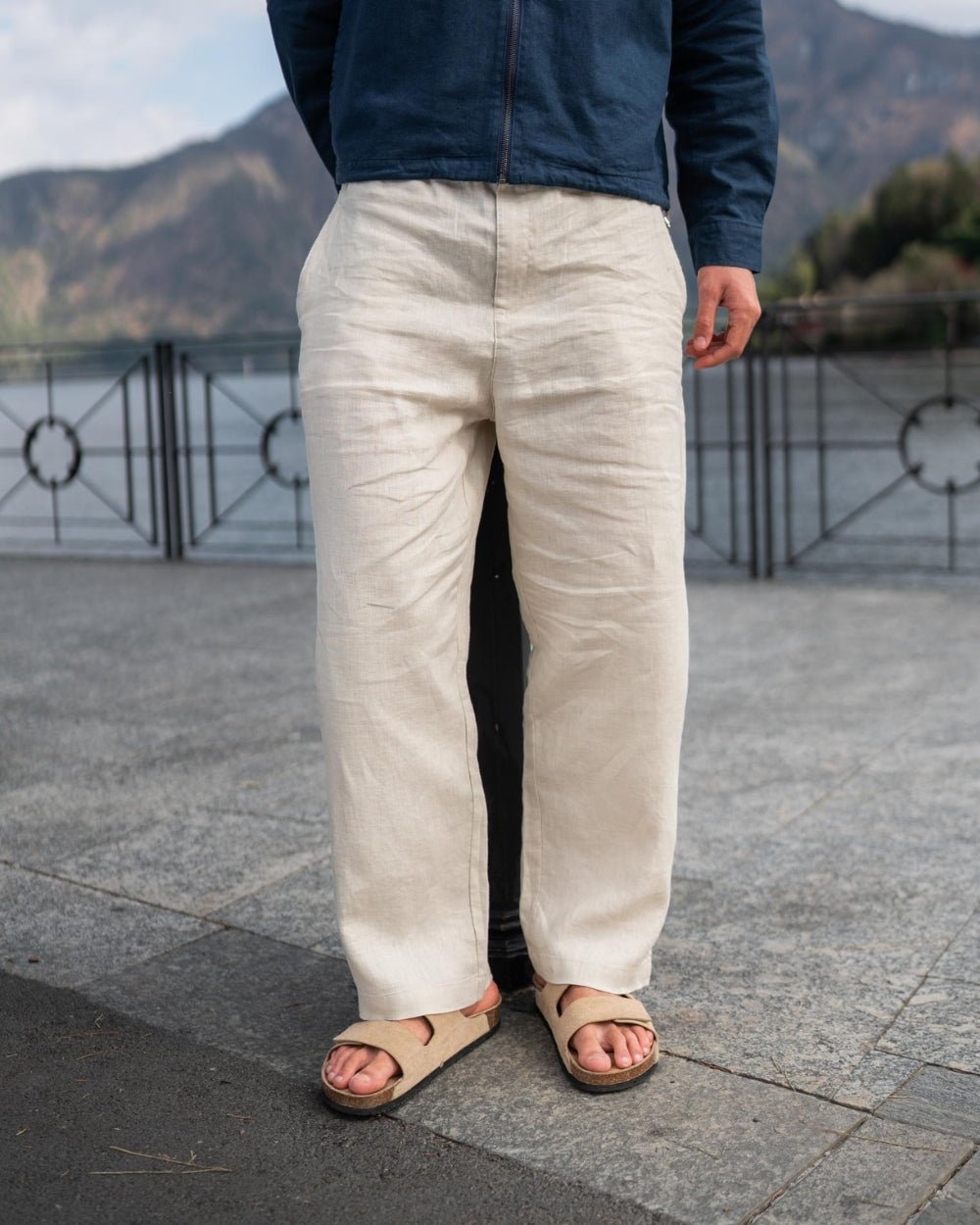 Baggy 100% hørbukser Beige | Skagen - clothing.dk